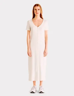 Celio Robe longue côtelée boutonnée - écru^Femme Robes|Robes