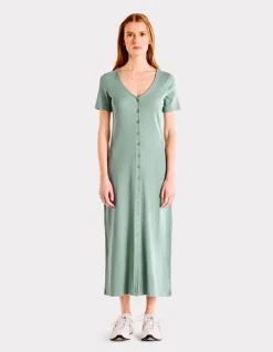 Celio Robe longue côtelée boutonnée - vert^Femme Robes|Robes