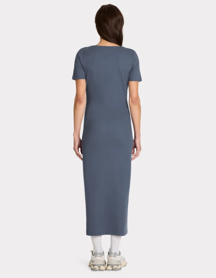 Celio Robe longue côtelée boutonnée - bleu^Femme Robes|Robes