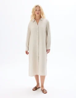 Celio Robe longue en lin -^Femme Robes|Robes