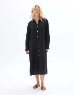 Celio Robe longue en lin -^Femme Robes|Robes