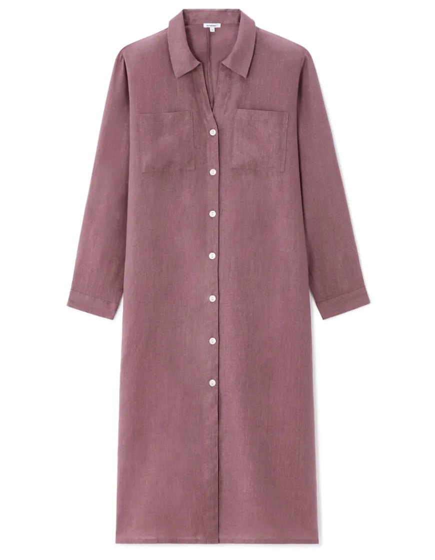 Celio Robe longue en lin - violet^Femme Robes|Robes