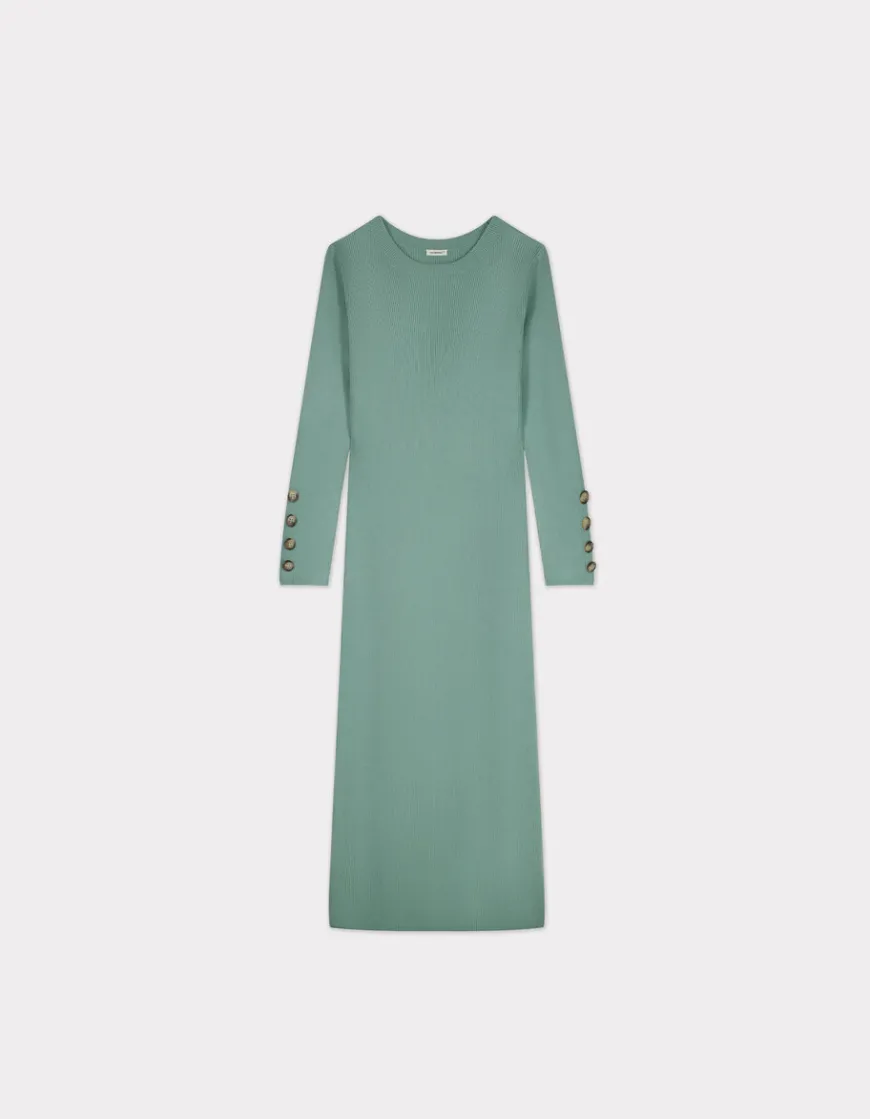 Celio Robe longue en maille côtelée - vert^Femme Robes|Robes