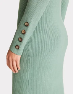 Celio Robe longue en maille côtelée - vert^Femme Robes|Robes