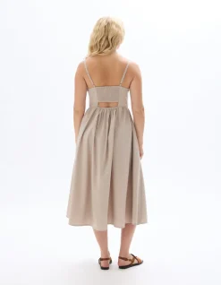 Celio Robe longue fluide à bretelles - beige^Femme Robes|Robes