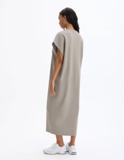 Celio Robe longue sans manches en coton - gris^Femme Les Essentiels Aux Meilleurs Prix|Robes