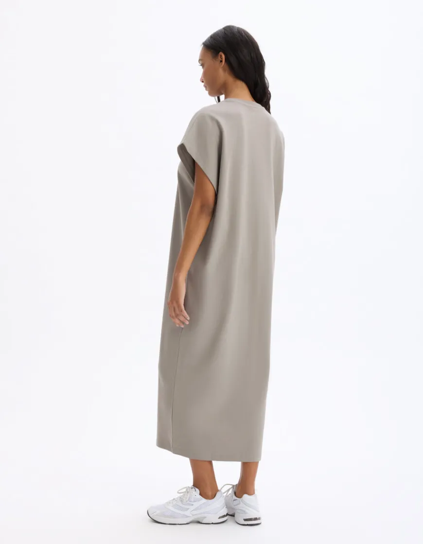 Celio Robe longue sans manches en coton - gris^Femme Les Essentiels Aux Meilleurs Prix|Robes