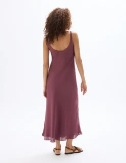 Celio Robe longue satiné - violet^Femme Robes|Robes