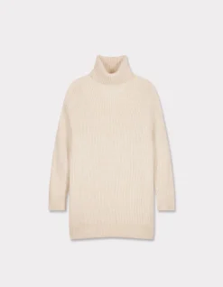Celio Robe mi longue en tricot col roulé - beige^Femme Robes|Robes
