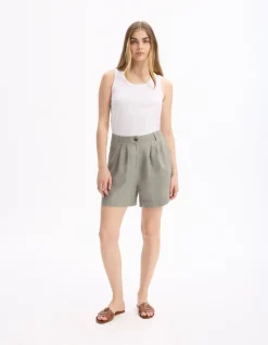 Celio Short en lin - gris^Femme Jupes & Shorts|Collection Lin