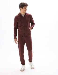 Celio Sweat à capuche zippé regular 100% coton - bordeaux^Homme Sweats