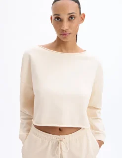 Celio Sweat crop en terry - écru^Femme Sportswear|Pulls