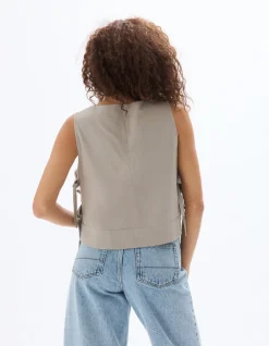 Celio Top avec liens côtés - gris^Femme Chemises & Blouses|T-Shirts & Tops