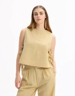 Celio Top avec liens côtés - jaune^Femme Chemises & Blouses|T-Shirts & Tops