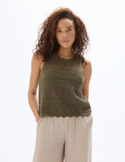 Celio Top en crochet - kaki^Femme Pulls|Les Ensembles
