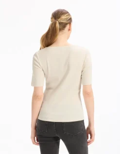 Celio T-shirt boutonné à manches courtes - beige^Femme T-Shirts & Tops