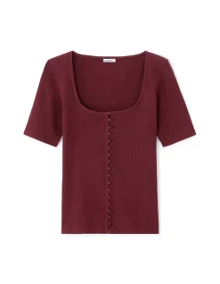 Celio T-shirt boutonné à manches courtes - violet^Femme T-Shirts & Tops