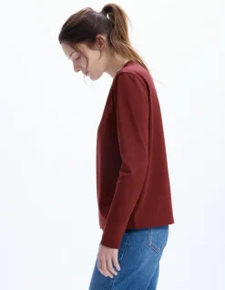 Celio T-shirt boutonné à manches longues - bordeaux^Femme T-Shirts & Tops