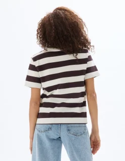 Celio T-shirt boutonné à rayures - marron^Femme T-Shirts & Tops