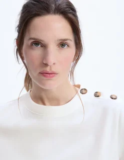 Celio T-shirt boutonné en coton épais - écru^Femme T-Shirts & Tops