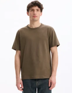 Celio T-shirt boxy col rond 100% coton - taupe^Homme T-Shirts
