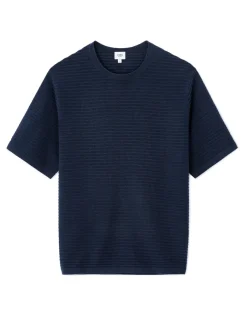 Celio T-shirt boxy col rond en maille ajourée - marine^Homme T-Shirts