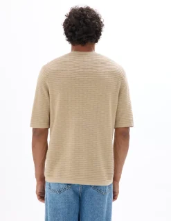 Celio T-shirt boxy col rond en maille ajourée - sand^Homme T-Shirts