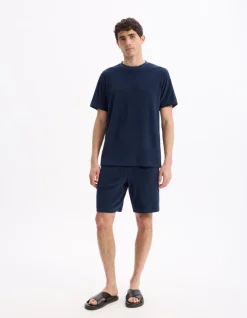 Celio T-shirt boxy col rond éponge - marine^Homme T-Shirts