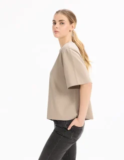 Celio T-shirt boxy en coton épais - beige^Femme T-Shirts & Tops