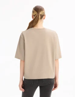 Celio T-shirt boxy en coton épais - beige^Femme T-Shirts & Tops
