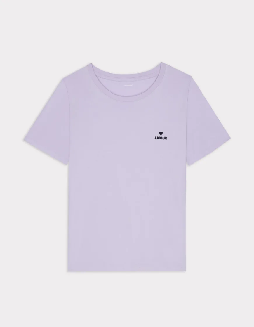 Celio T-shirt brodé à col rond - violet^Femme T-Shirts & Tops