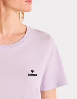 Celio T-shirt brodé à col rond - violet^Femme T-Shirts & Tops
