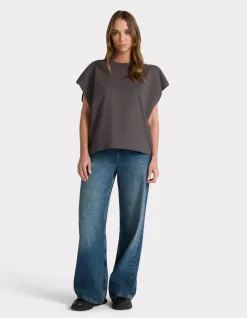 Celio T-shirt coton épais oversize sans manche - gris^Femme T-Shirts & Tops