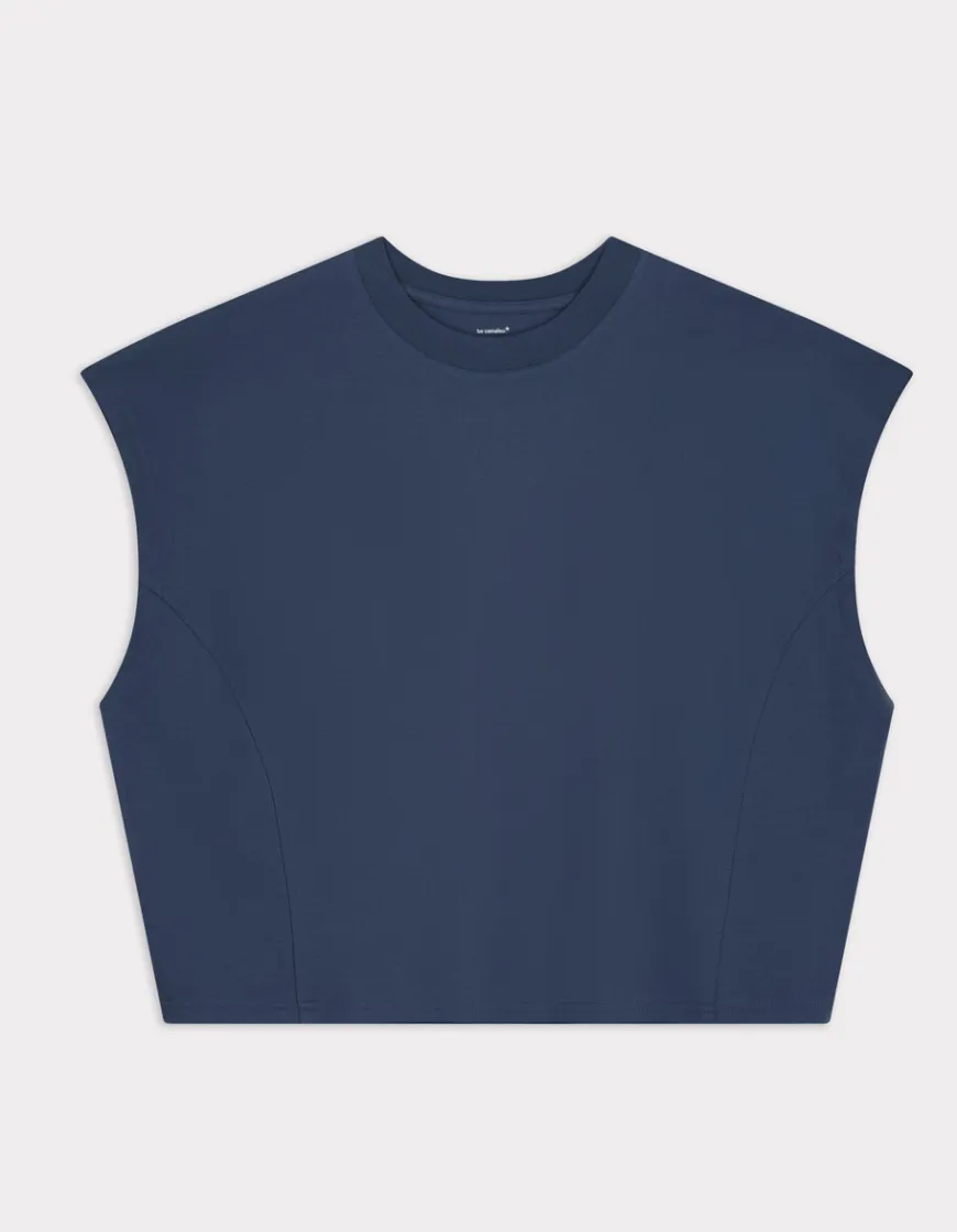 Celio T-shirt coton épais oversize sans manche - bleu^Femme T-Shirts & Tops