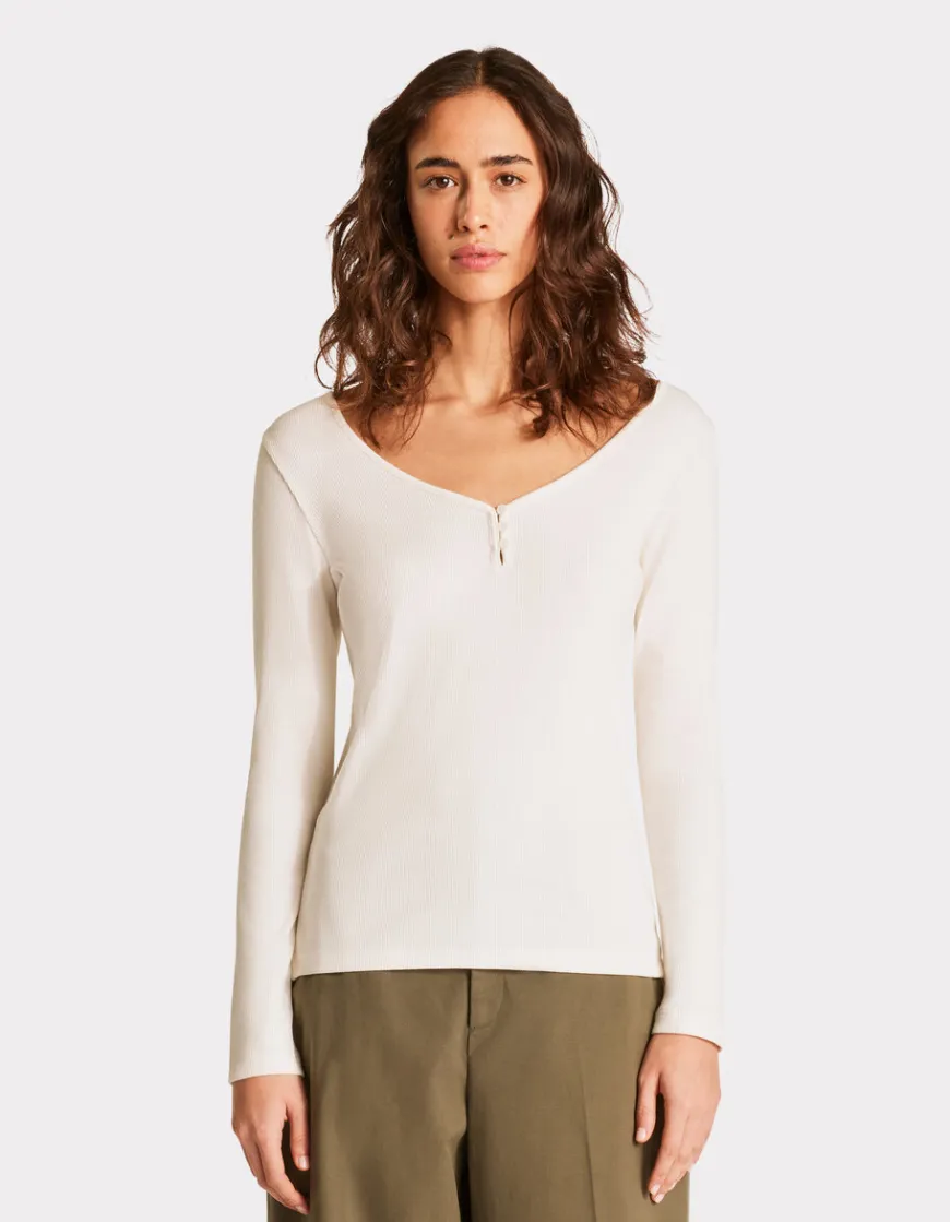 Celio T-shirt côtelé à manches longues - écru^Femme T-Shirts & Tops