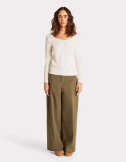 Celio T-shirt côtelé à manches longues - écru^Femme T-Shirts & Tops