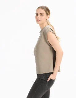 Celio T-shirt en coton ample sans manche - beige^Femme T-Shirts & Tops