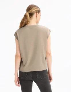 Celio T-shirt en coton ample sans manche - beige^Femme T-Shirts & Tops