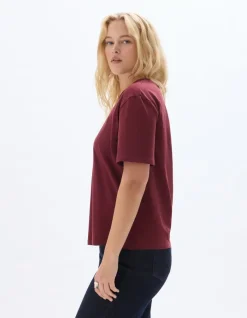 Celio T-shirt en coton biologique col rond - violet^Femme T-Shirts & Tops