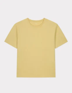 Celio T-shirt en coton biologique col rond - jaune^Femme Les Essentiels Aux Meilleurs Prix|T-Shirts & Tops