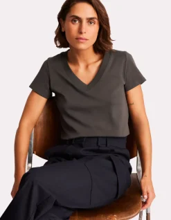 Celio T-shirt en coton doux col V - gris^Femme T-Shirts & Tops