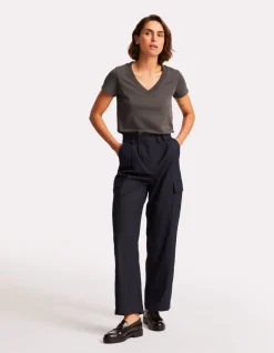 Celio T-shirt en coton doux col V - gris^Femme T-Shirts & Tops