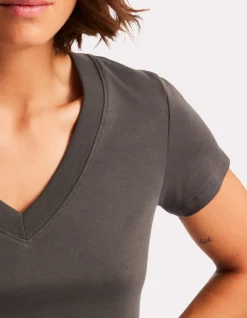 Celio T-shirt en coton doux col V - gris^Femme T-Shirts & Tops
