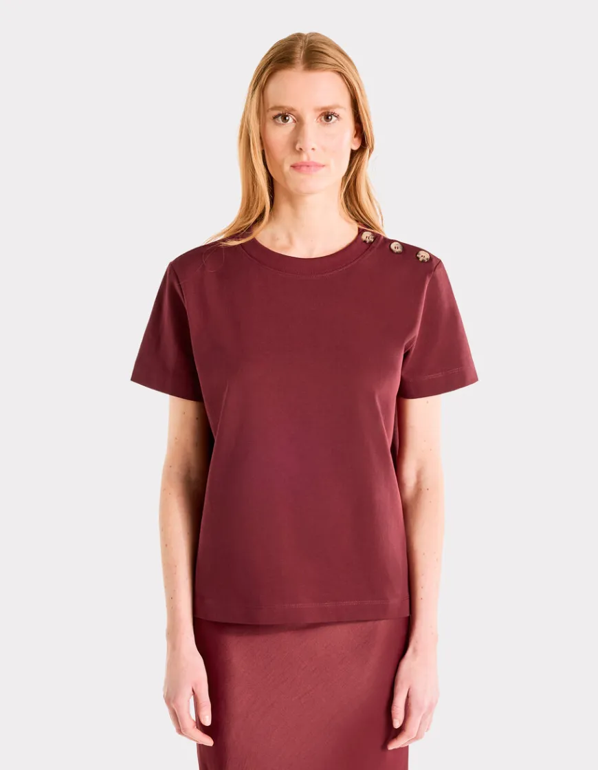 Celio T-shirt en coton épais boutonné - bordeaux^Femme T-Shirts & Tops