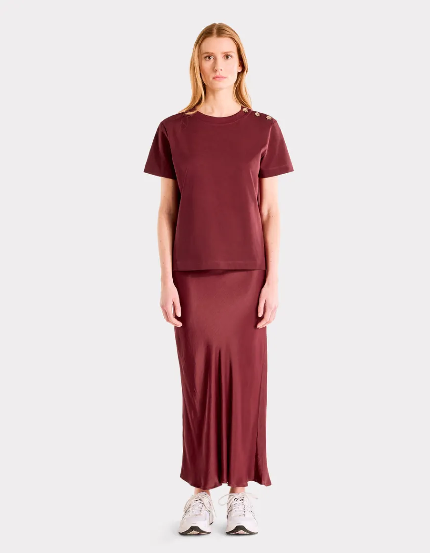 Celio T-shirt en coton épais boutonné - bordeaux^Femme T-Shirts & Tops