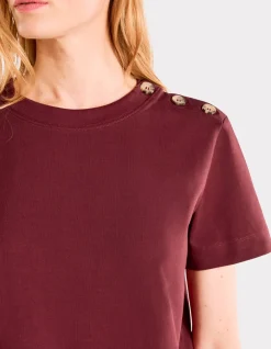 Celio T-shirt en coton épais boutonné - bordeaux^Femme T-Shirts & Tops