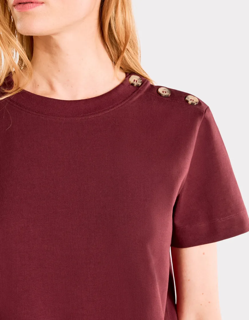 Celio T-shirt en coton épais boutonné - bordeaux^Femme T-Shirts & Tops