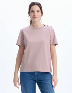 Celio T-shirt en coton épais boutonné - rose^Femme T-Shirts & Tops