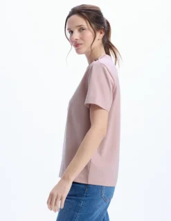 Celio T-shirt en coton épais boutonné - rose^Femme T-Shirts & Tops