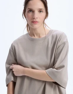 Celio T-shirt en coton épais oversize - beige^Femme Les Essentiels Aux Meilleurs Prix|T-Shirts & Tops